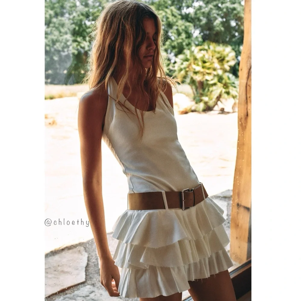 Zara BELTED RUFFLED DRESS - Picture 7 of 16